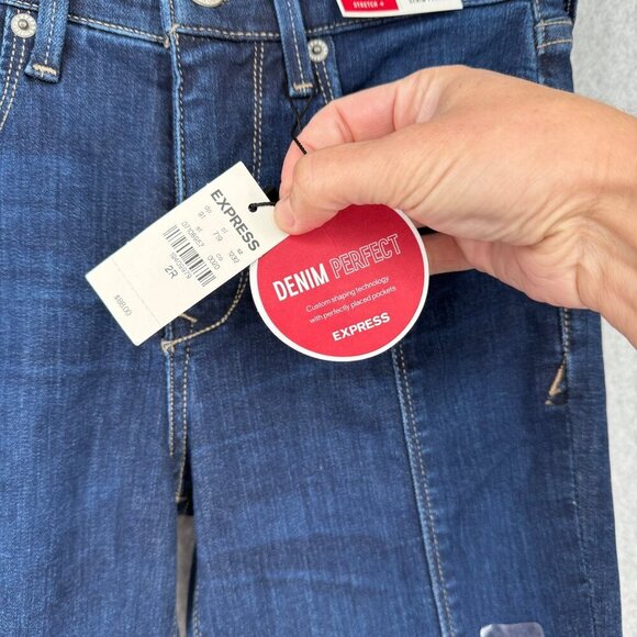 Express Womens Denim Perfect Ankle Skinny Jean Size 2 Dark Wash Center Seam NEW - Picture 7 of 15